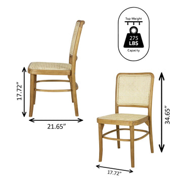 Colmar Mid-Century Vintage Wood Rattan Dining Chair - JONATHAN Y
